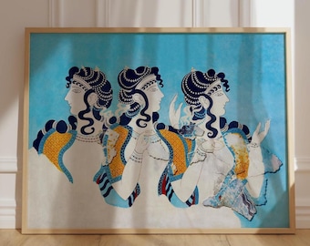 Manifesto greco, Manifesto delle donne minoiche, Stampa dell'affresco di Cnosso, Donne in blu