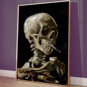 Head of a Skeleton with a Burning Cigarette poster, Skull print, Van Gogh art
