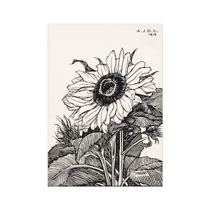 Póster de girasol, impresión Art Nouveau