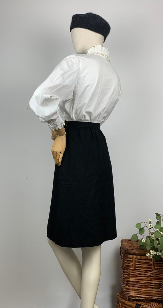 Saint Laurent 70s Wool Skirt/ Vintage YSL Black W… - image 6