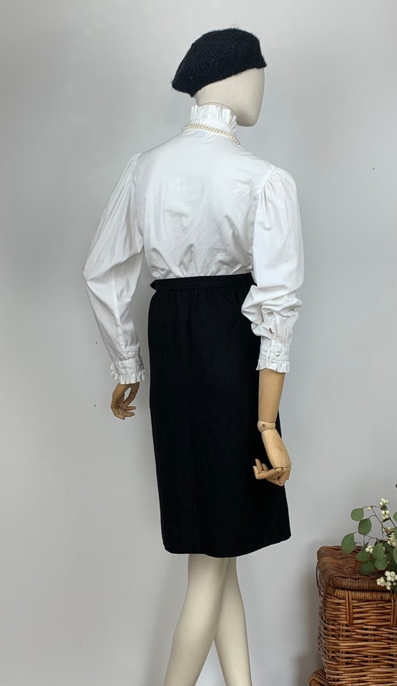 Saint Laurent 70s Wool Skirt/ Vintage YSL Black W… - image 7