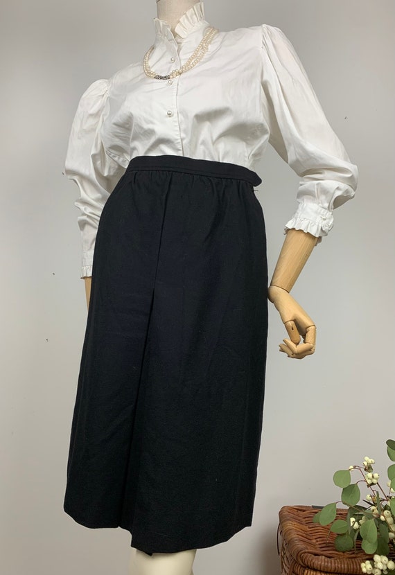 Saint Laurent 70s Wool Skirt/ Vintage YSL Black W… - image 1