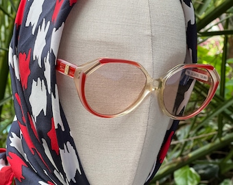 YSL 80s Cat-Eye Sunglasses/ Vintage YSL Sunglasses/ 80s YSL Red Eyewear