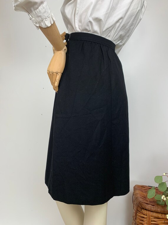 Saint Laurent 70s Wool Skirt/ Vintage YSL Black W… - image 8