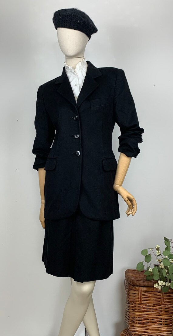 Saint Laurent 70s Wool Skirt/ Vintage YSL Black W… - image 9