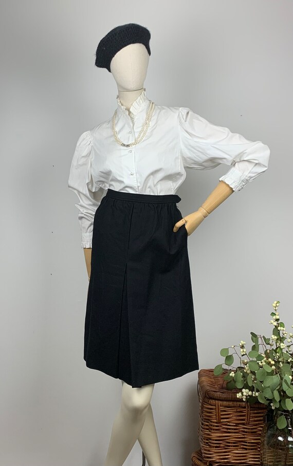 Saint Laurent 70s Wool Skirt/ Vintage YSL Black W… - image 5