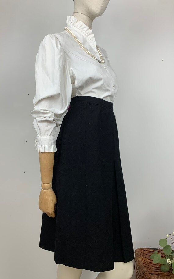 Saint Laurent 70s Wool Skirt/ Vintage YSL Black W… - image 4