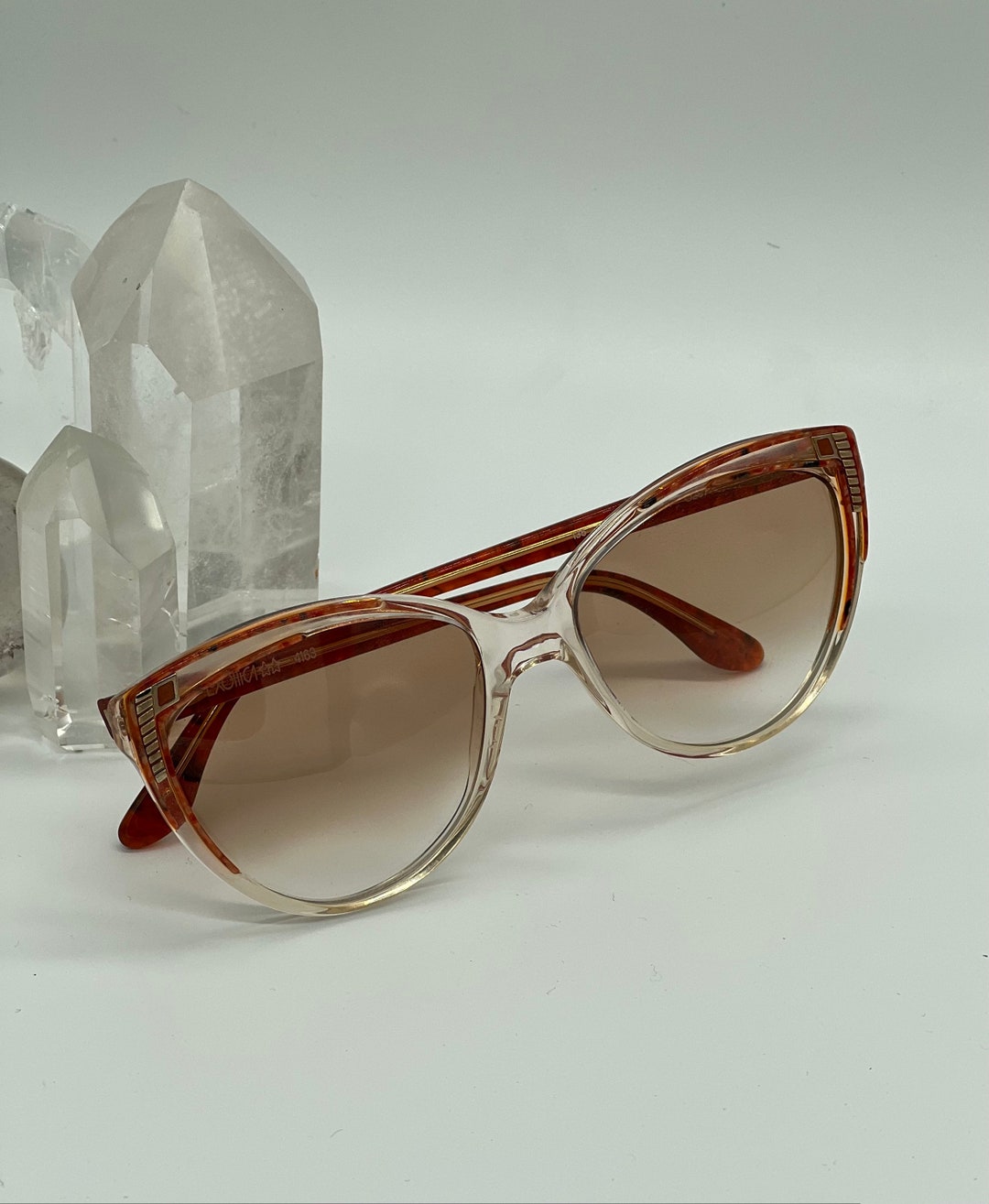 Luxottica 80s Cat Eye Sunglasses/ Vintage Made in Italy Sunglasses