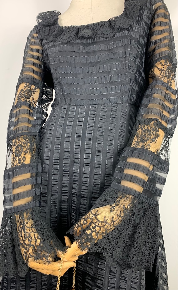 Jean Varon 70s Epic Sleeves Maxi Lace Gown/ Vinta… - image 7