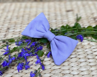 Vintage XL French Hair Bow in Purple Colored, Handmade in  display picture 2