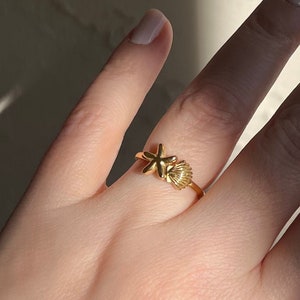 Mermaid ring, Tarnish free ring, sea ring, Waterproof ring, starfish ring, seashell ring, beautiful trendy rings for her him.