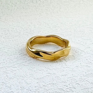 Gold twist ring, Tarnish free ring, Waterproof ring, 18K Gold filled ring, chunky gold ring, twisted ring, trendy rings for her him.
