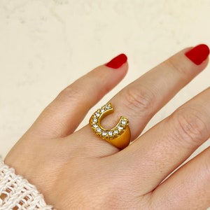Gold Horseshoe Ring Etsy