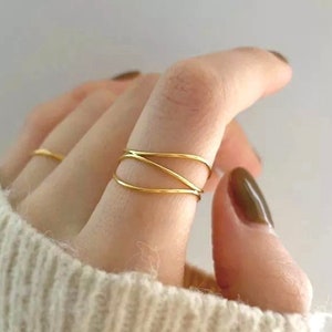 Tarnish free ring, dainty wire ring, Waterproof ring, spiral ring, 18K gold filled ring, minimalist wrap ring, trendy rings for her him.