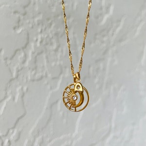 Sun and moon necklace, Waterproof necklace, dainty gold necklace, moon and sun necklace, eclipse necklace, 18K gold filled necklace.