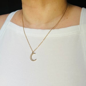 Crescent moon necklace, 18K PVD Gold moon necklace, Celestial Necklace, Waterproof necklace, beautiful gift for her him.