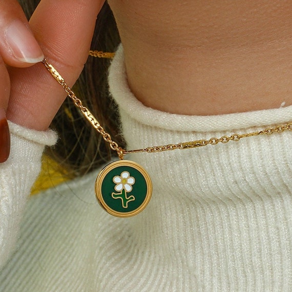 Daisy Necklace Waterproof Necklace 18K PVD Gold Tarnish Free Etsy