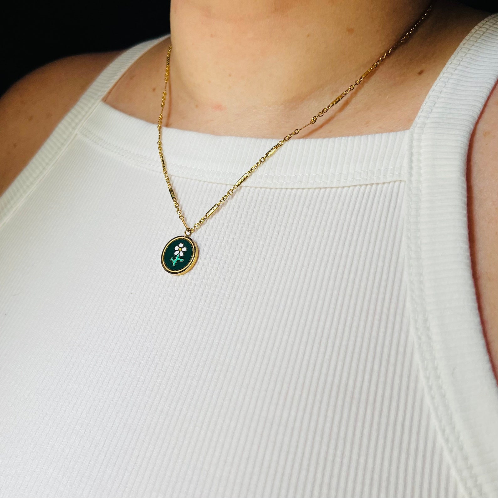 Daisy Necklace Waterproof Necklace 18K PVD Gold Tarnish Free Etsy