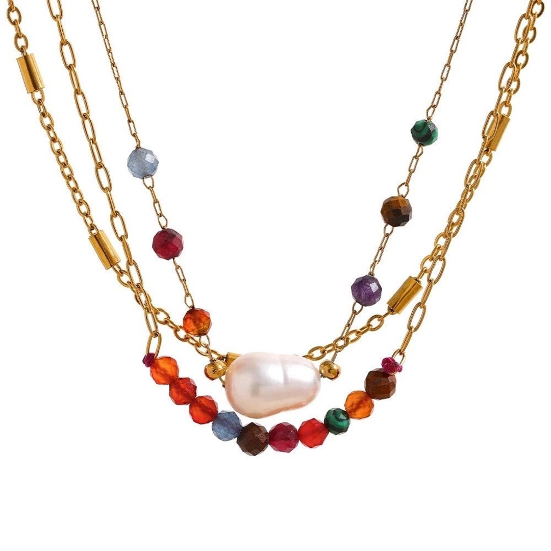 Layered Necklace Set 18K Gold Filled Necklace Waterproof Etsy