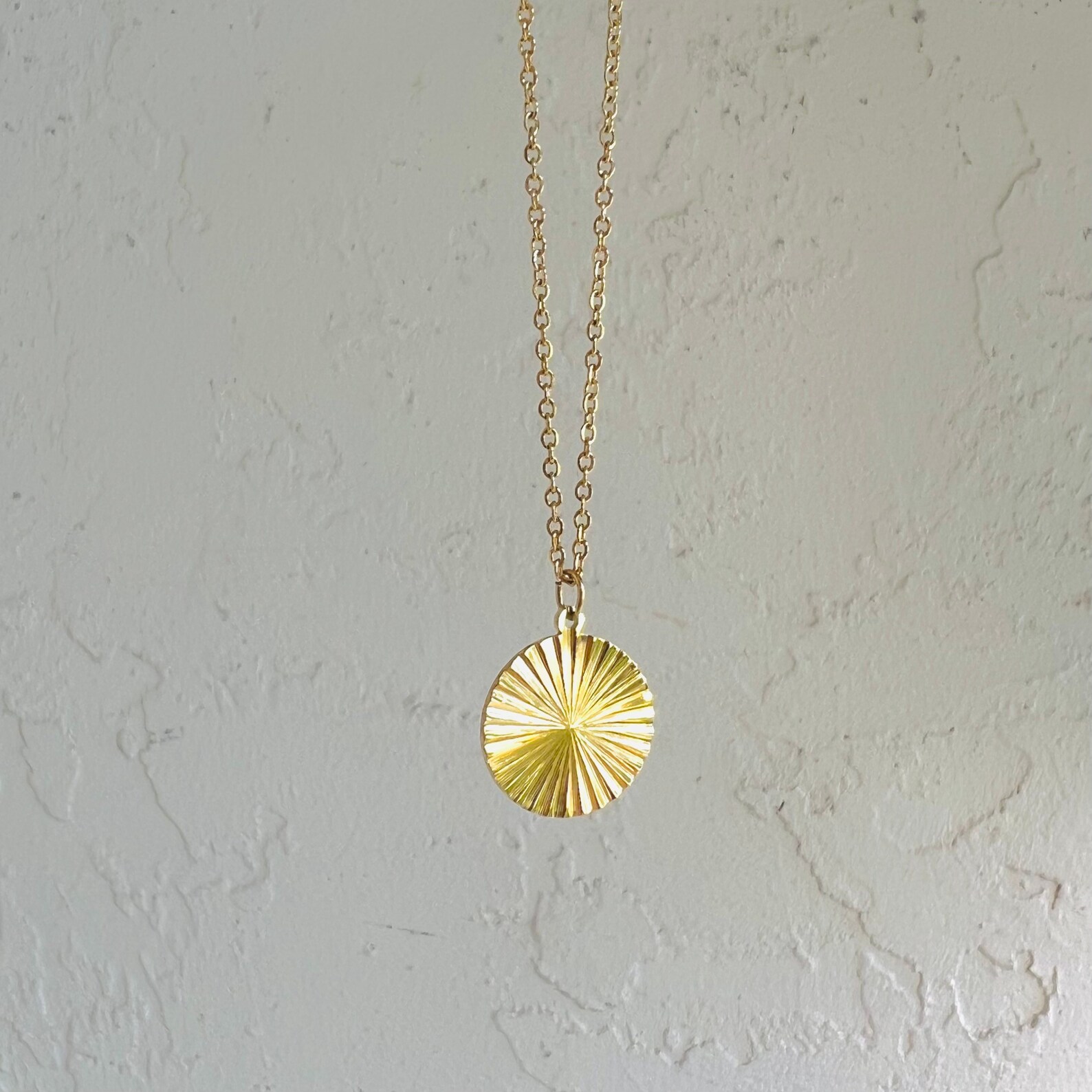 Gold Sun Necklace Waterproof Necklace 18K Gold Disc Etsy