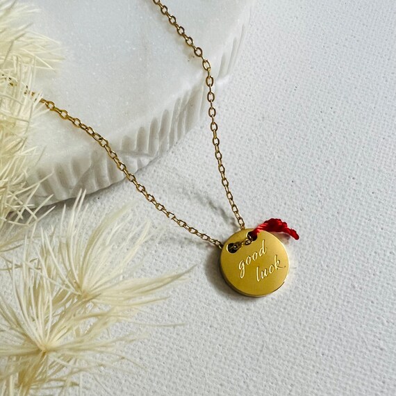 Red String of Fate Necklace Good Luck Necklace 18K PVD Gold - Etsy