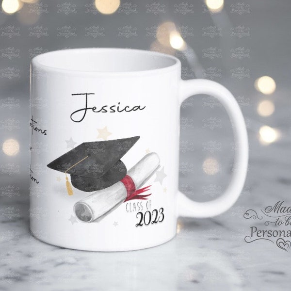 Graduation gift, personalised graduation mug, congratulations on your graduation, well done, you did it, graduation 2023, free UK delivery