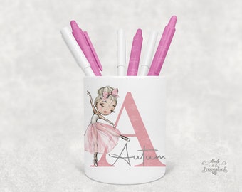 Personalised Ballerina Pencil Pot, makeup brush holder, desk tidy, pen organiser, Birthday gift, dance gift for girls, Christmas gifts