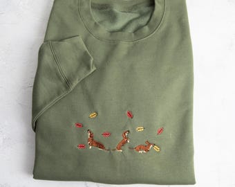 Dachsund embroidered jumper, playful sausage dog sweatshirt, dog lovers gift, cosy sweater