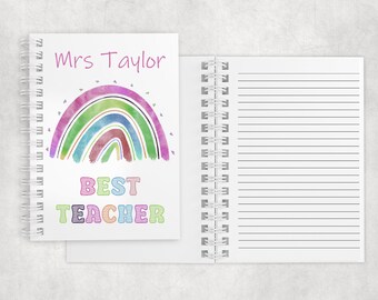 Personalised Rainbow Notebook, Back to school, school notebook, Christmas gift, Birthday gift, A5 note book, MadeToBePersonalised