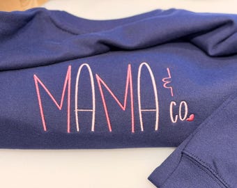 Mama and Co Embroidered Sweatshirt | Custom Mama Crewneck | New Mum Gift | Minimalist Motherhood Sweater