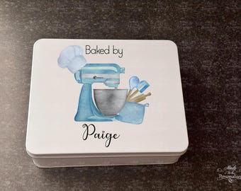 Cake tin & Kids baking set, baking with love, children cooking gift, personalised treat tin, Christmas present