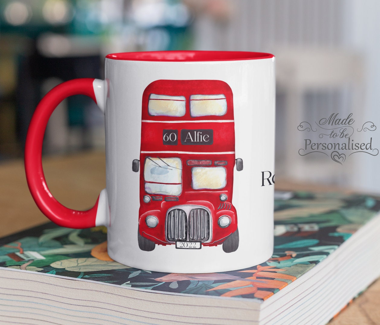 School Bus Mug for Driver or Kids. Enamel Personalized Cup T030