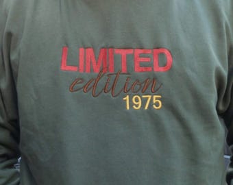 Embroidered Limited Edition Birthday Sweatshirt: Custom Year Jumper