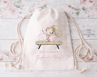 Personalised Gymnastics drawstring bag, gym bag for girls, dance gift, kids dance bag, Birthday gift, gymnastic gifts