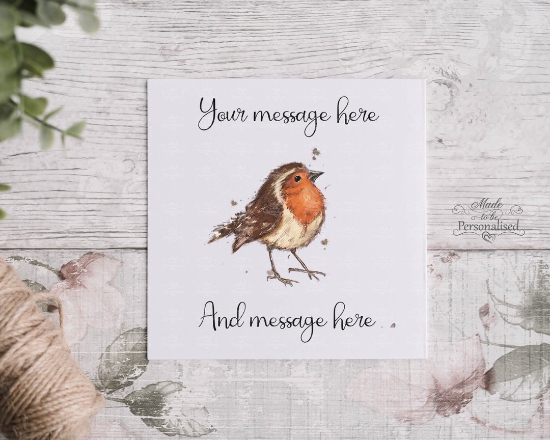 Personalised Robin Card, Robin Christmas Card, Thinking of You Card ...