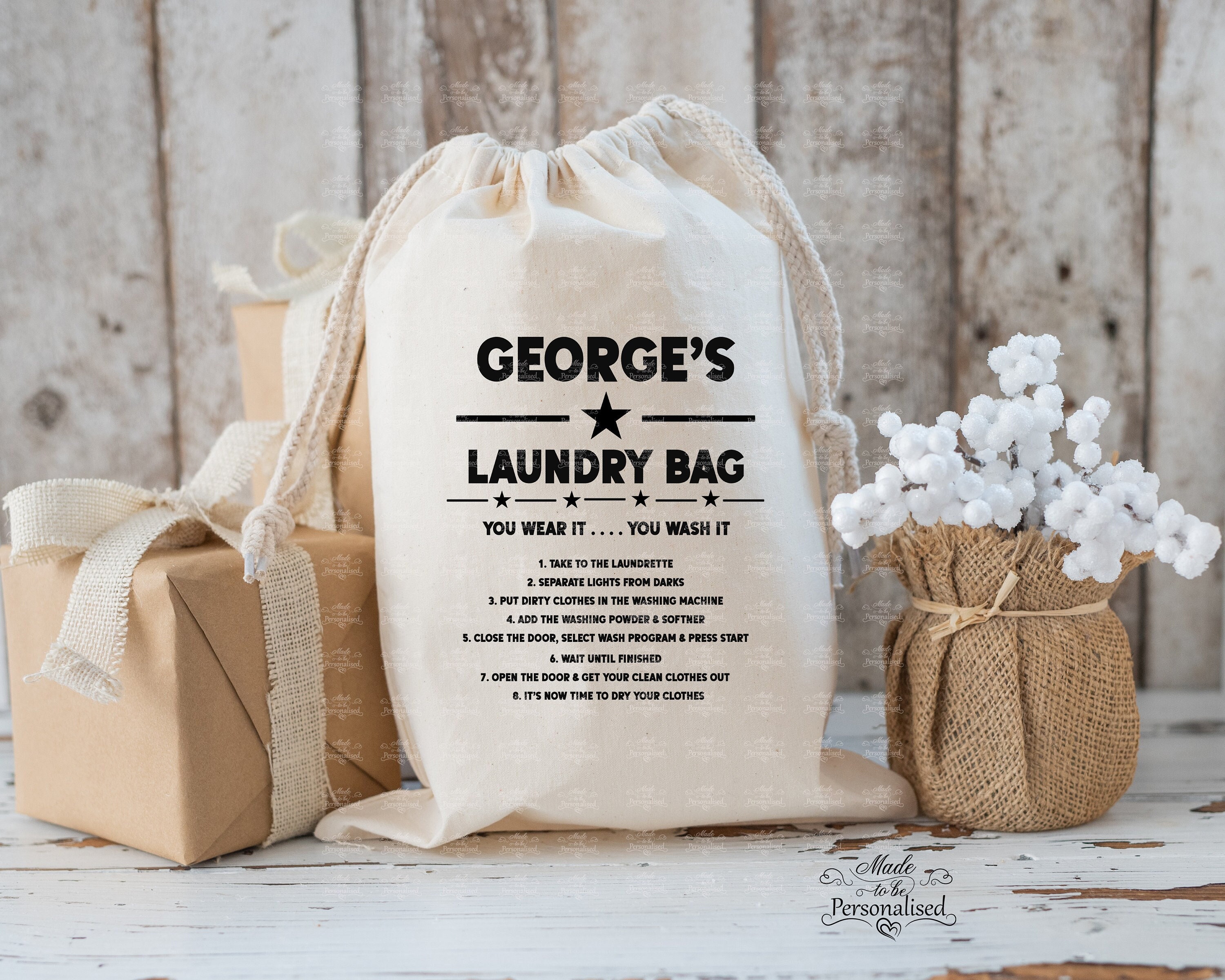 Personalised Laundry Bag University Laundry Bag Washing Bag 