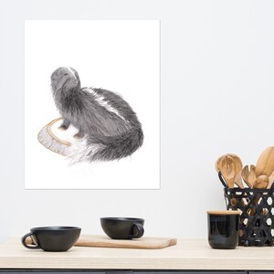 Skunk Bleistift Zeichnung Waldtiere Tier Wandkunst Druck Mattes Papier Poster
