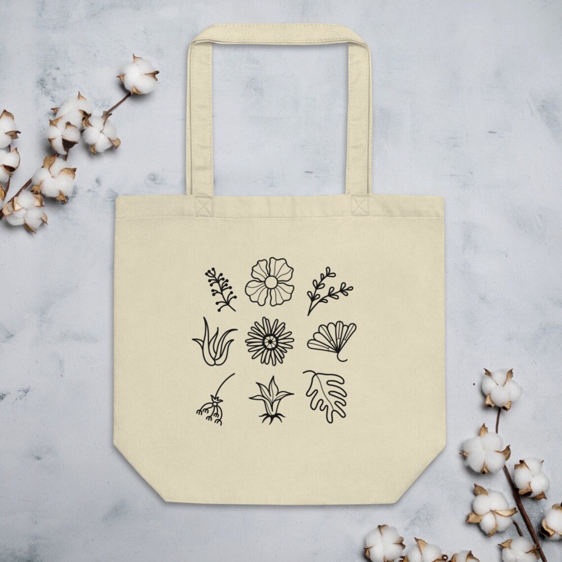 BOTANICAL TOTE BAG Floral Tote Bag Plant Printed Wild Flower Etsy