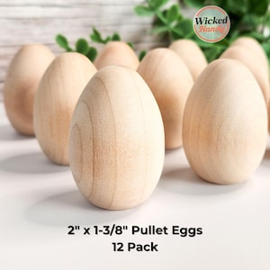 2″ Unfinished Wood Eggs – 12-Pack Natural Hardwood for Easter Crafts, Montessori Activities, DIY Painting & Rustic Decor