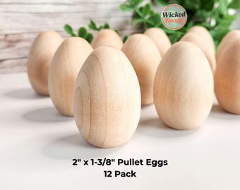 Unfinished Wood Eggs 2" - 12-Pack - DIY Easter Crafts & Montessori