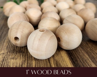 1 Inch Wood Beads, Wooden Beads for Bracelets, for Garland, For Wreath, For Necklace, For Macrame, For Jewelry Making, For Crafts, For Dolls