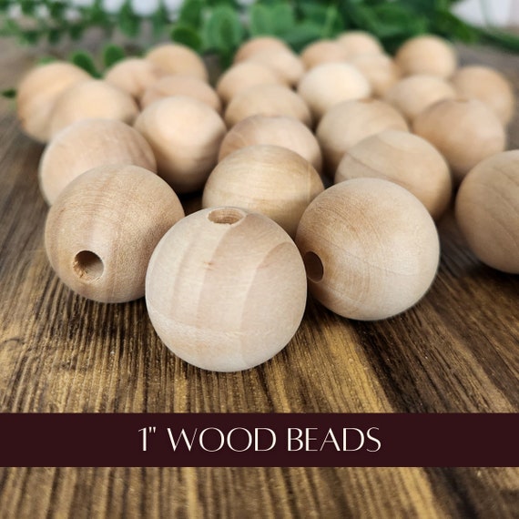 1 Inch Wood Beads, Wooden Beads for Bracelets, for Garland, for Wreath, for  Necklace, for Macrame, for Jewelry Making, for Crafts, for Dolls 