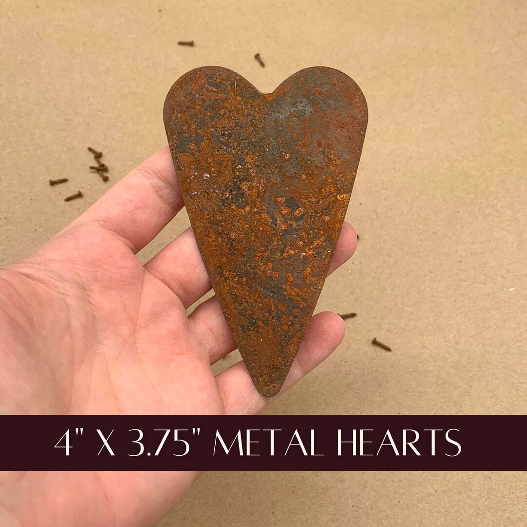 Primitive Rusty Tin Heart Rustic Metal Hearts Diy Crafts & Etsy
