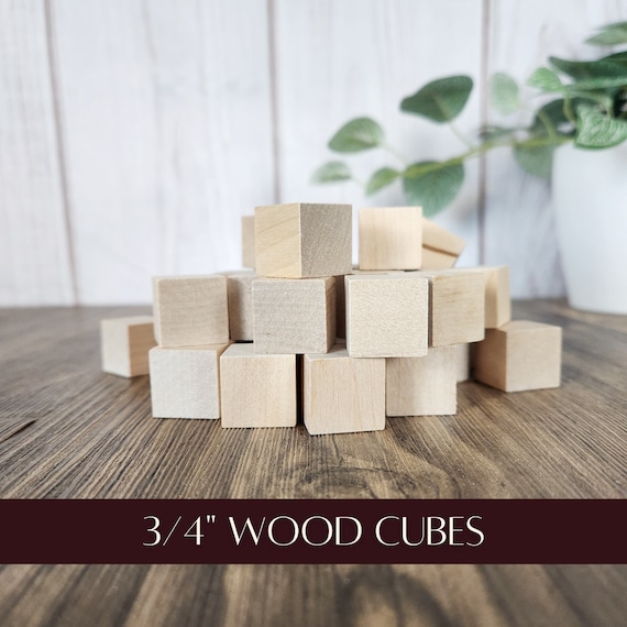 Blank Blocks, .75 Inch Wood Cubes, Unfinished Wood Blocks for