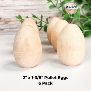 2″ Unfinished Wood Eggs – 6-Pack Smooth Hardwood for DIY Crafts, Easter Decorating, Montessori & Home Décor Projects