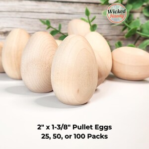2″ Unfinished Wood Eggs – 25, 50, or 100 Pack Natural Hardwood for Bulk Easter Crafts, Montessori, DIY Painting & Rustic Décor