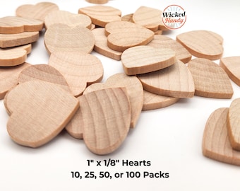 Unfinished Hardwood Heart Cutouts: 1" DIY Valentine Decor