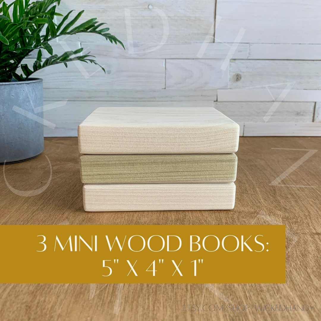 Set of 3 Blank Mini Wood Book Stack DIY Tiered Tray Decor Etsy