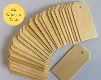Unfinished Birch Wood Tags: DIY Craft Blanks, Gift Tags (Set of 25)