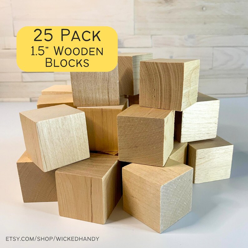 Unfinished Wood Blocks for Crafts Set of 25 Ready to Paint Etsy